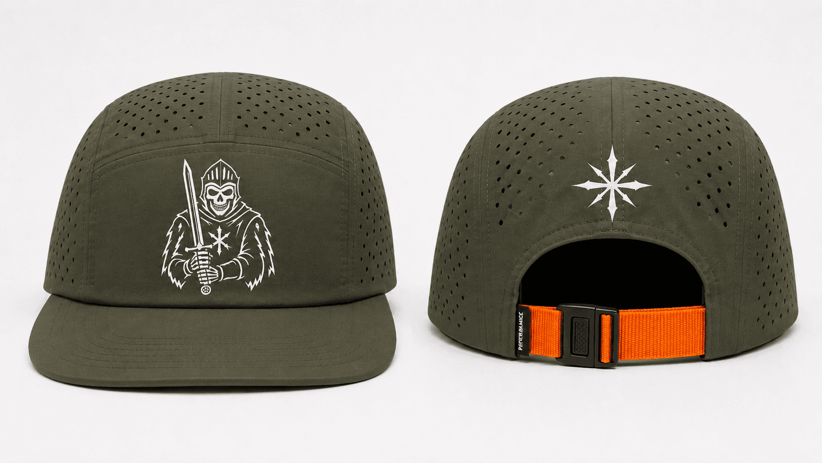 NORTHSTAR performance running hat — Army Green / Orange Strap