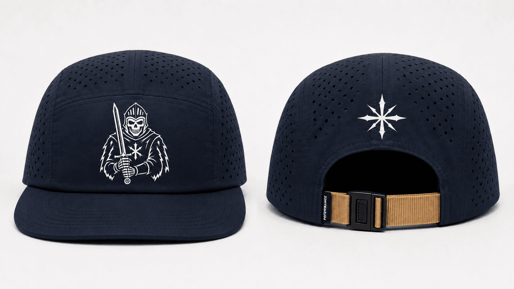NORTHSTAR performance running hat — Navy / Tan Strap